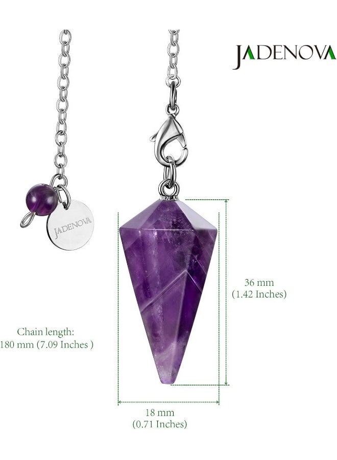 JADENOVA Natural Amethyst Pendulum Gemstone Pendant Conical Necklace Energy Healing Crystal Pendulum Necklace - Image 4